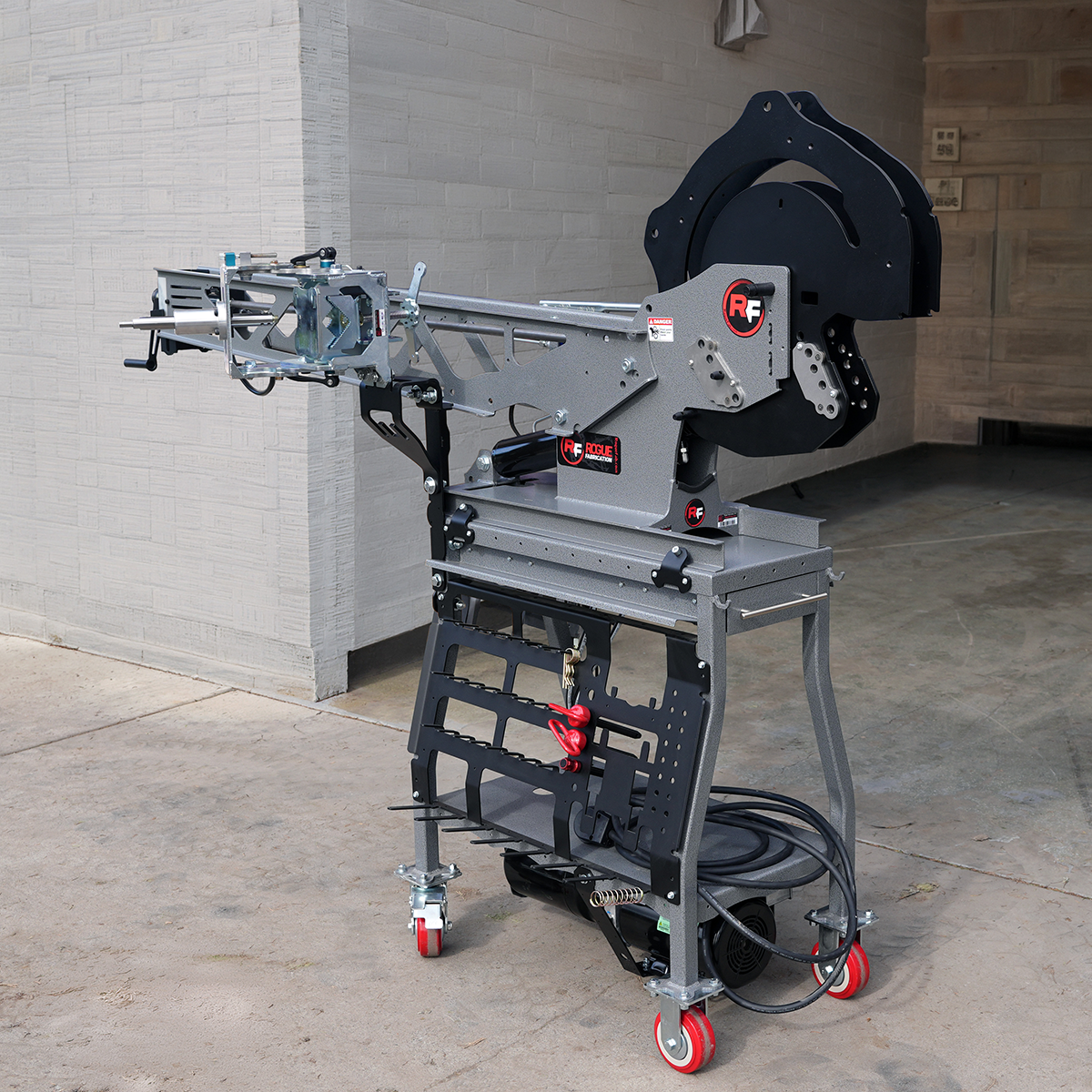RogueFab M6xx tube bender with mandrel attachment installed on cart, Sandy Oregon