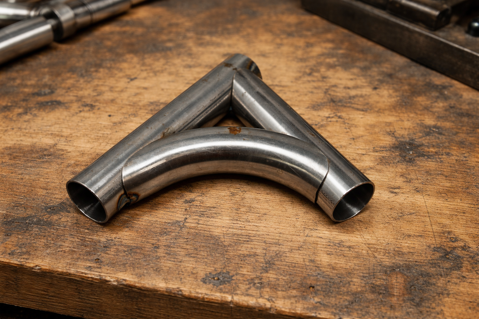 Notched DOM steel tube end showing tight fishmouth fitup for roll cage welding